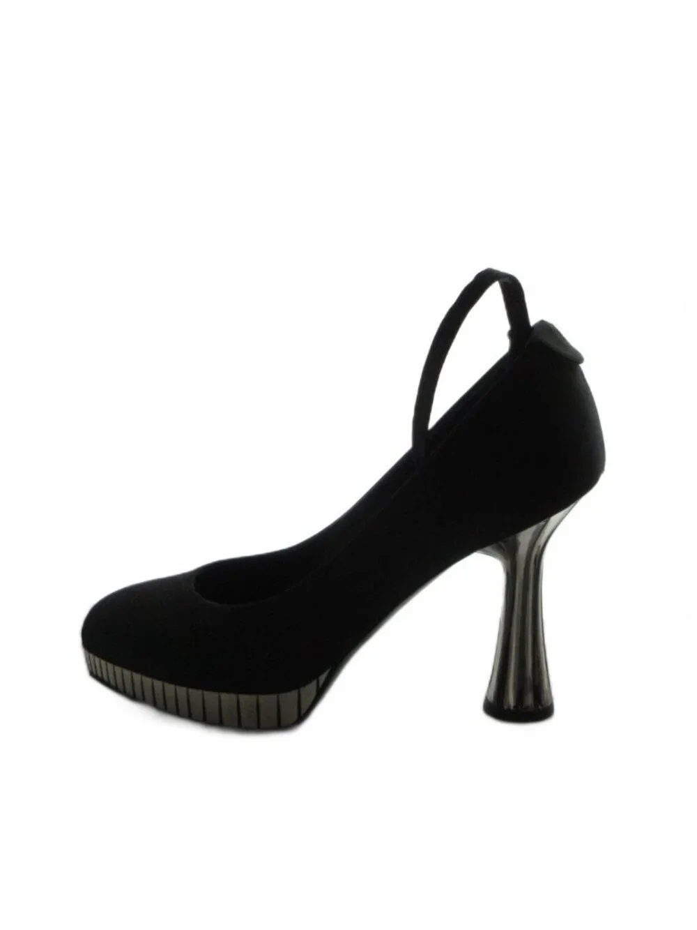 Chanel Pumps High Heels Suede Logo Black